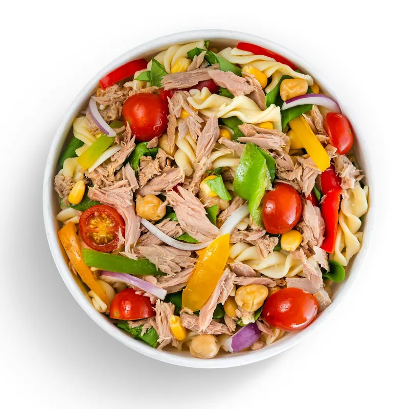 Stock photo: a salad bowl from above on pure white